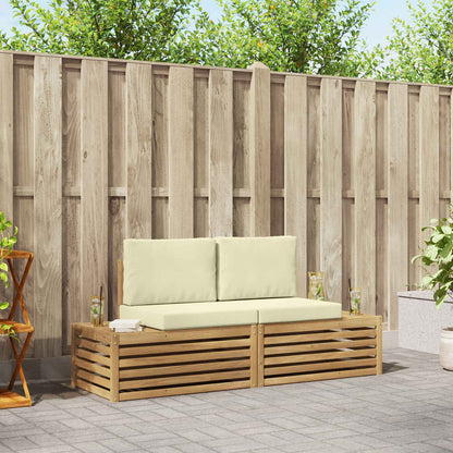 Set di divani da esterno Bianco 182,5 x 63 x 73 cm Poliestere | homemem39
