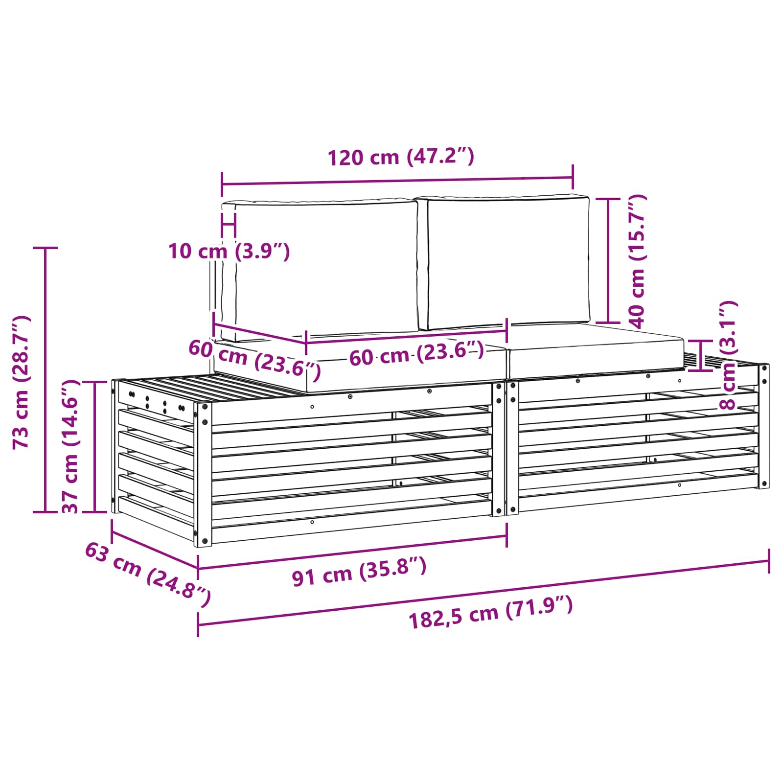Set divani 3 Pezzo 182,5 x 63 x 73 cm | homemem39