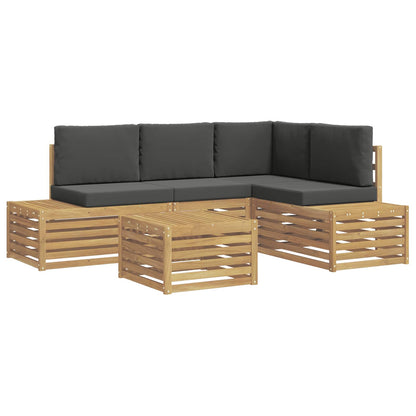 Set di divani da esterno con cuscino 5 Pezzo Bianco e Antracite | homemem39