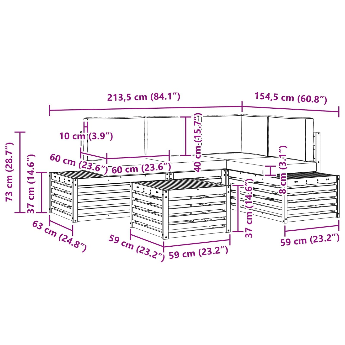 Set di divani da esterno con cuscino 5 Pezzo Bianco e Antracite | homemem39