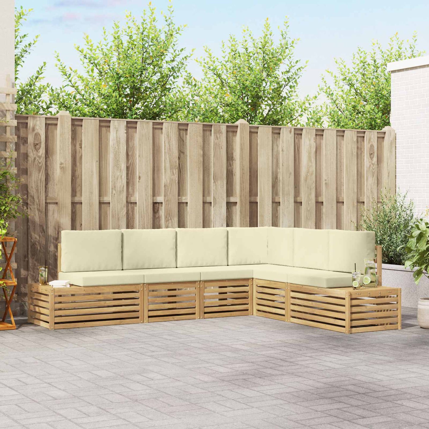 Set di divani da esterno Bianco 273 x 213,5 x 73 cm Poliestere | homemem39