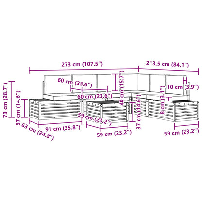 Set di divani da esterno Bianco 59 x 59 x 37 cm Poliestere | homemem39