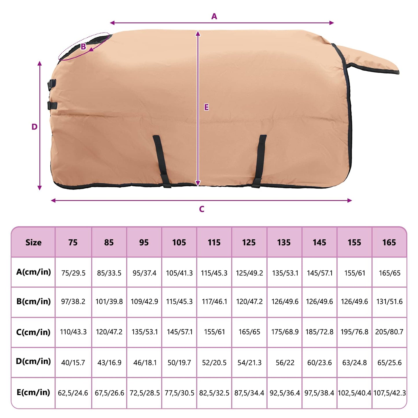 Coperta per Cavalli Cappuccino 155 cm Poliestere | homemem39