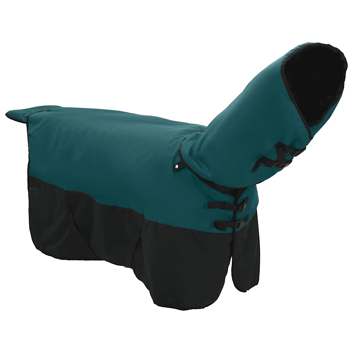 Coperta per Cavalli Verde Scuro e Nero 115 cm Poliestere