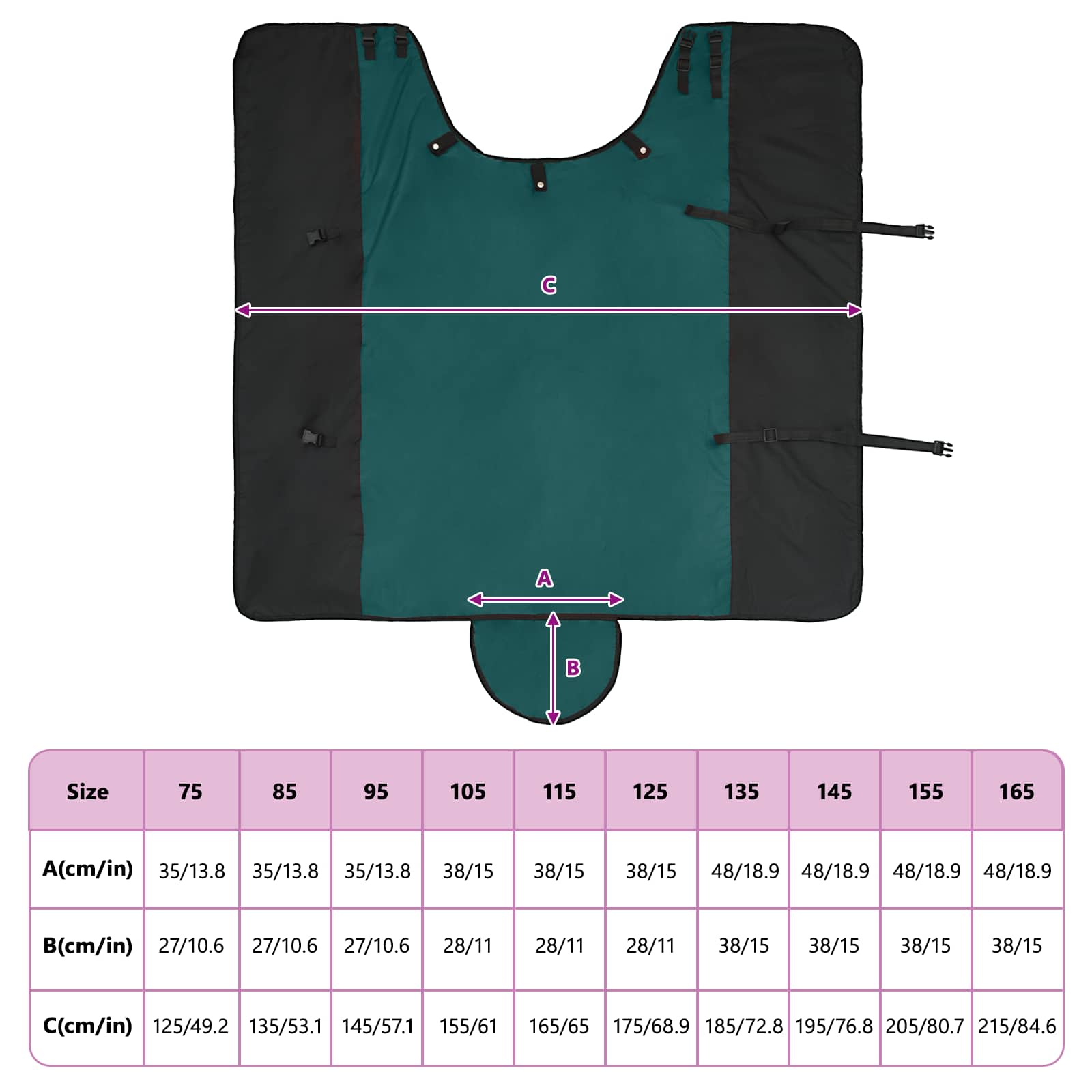 Coperta per Cavalli Verde Scuro e Nero 135 cm Poliestere | homemem39