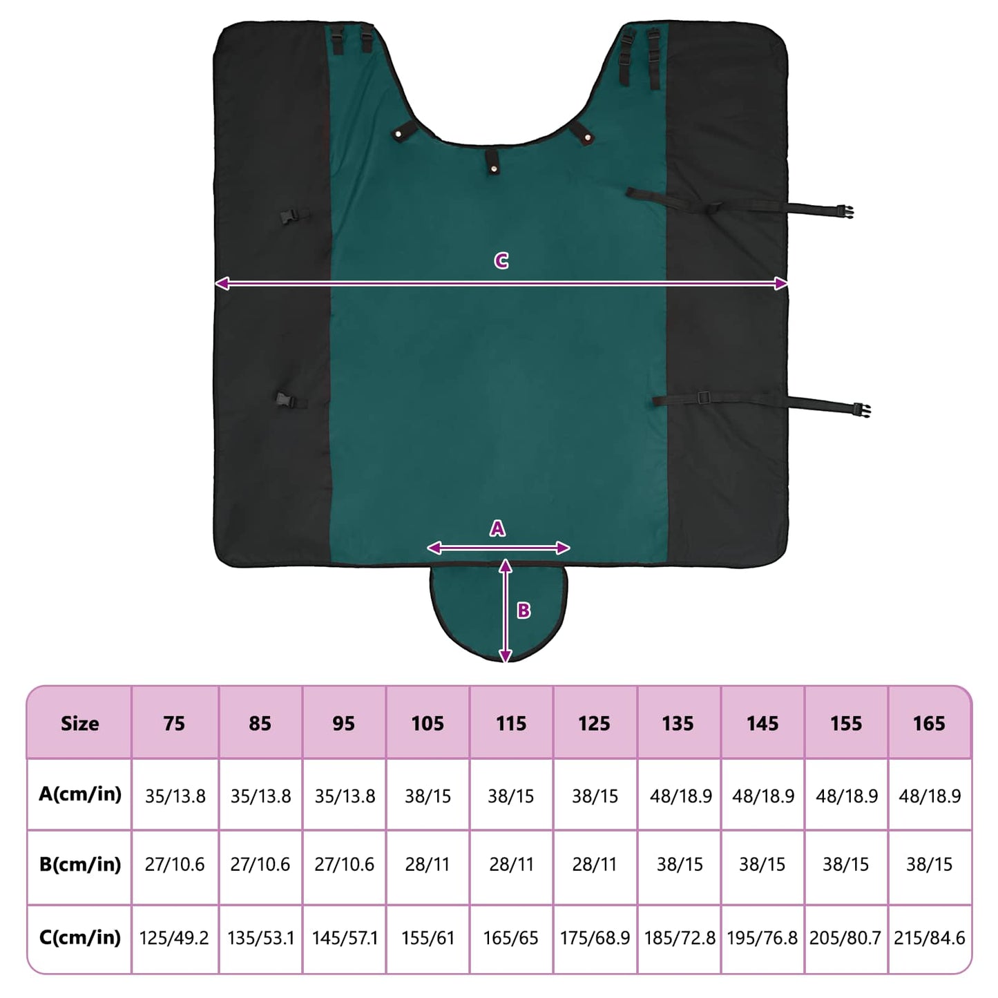 Coperta per Cavalli Verde Scuro e Nero 145 cm Poliestere | homemem39