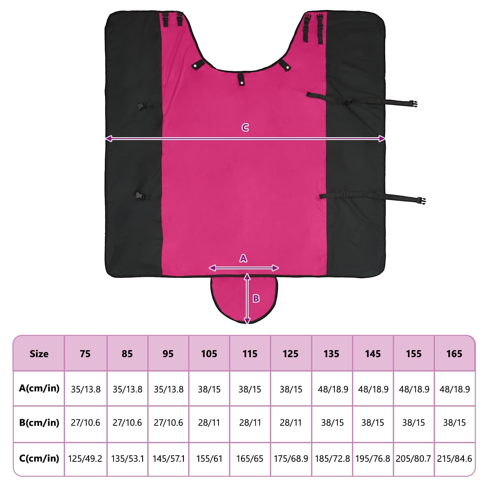 Coperta per Cavalli Rosa e Nero 155 cm Poliestere | homemem39