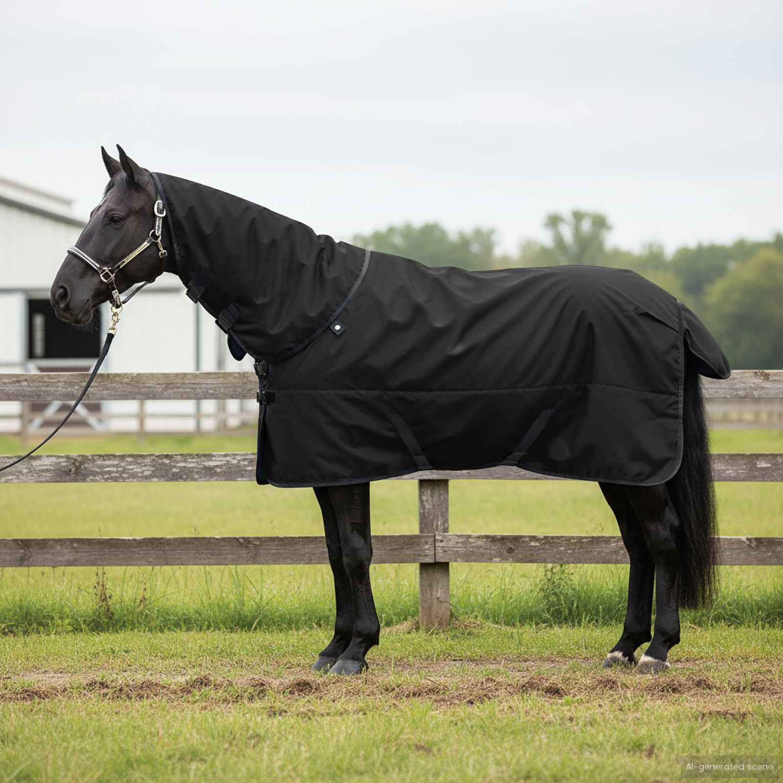 Coperta per Cavalli Verde Scuro e Nero 85 cm Poliestere | homemem39