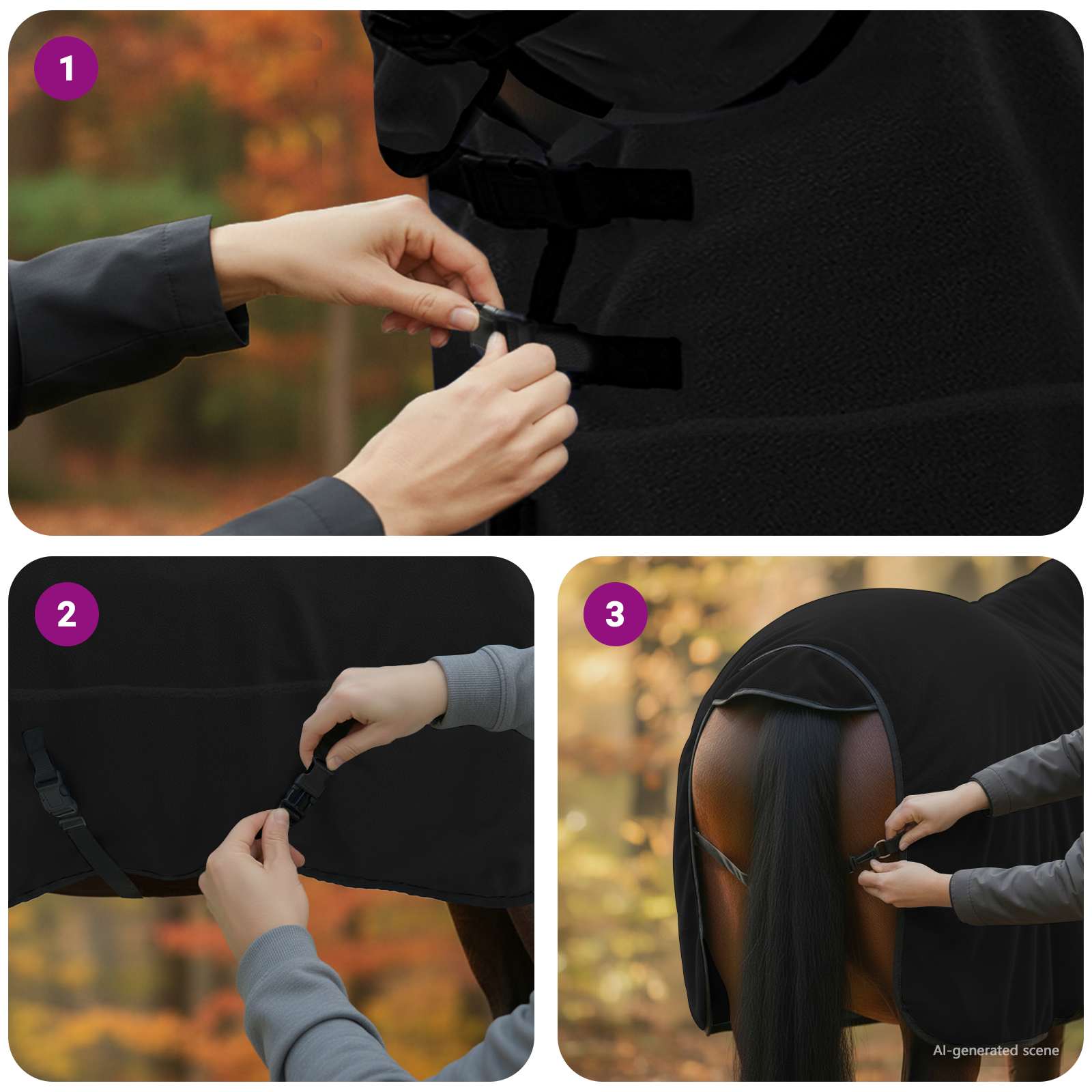 Coperta per Cavalli Nero 165 cm Poliestere | homemem39