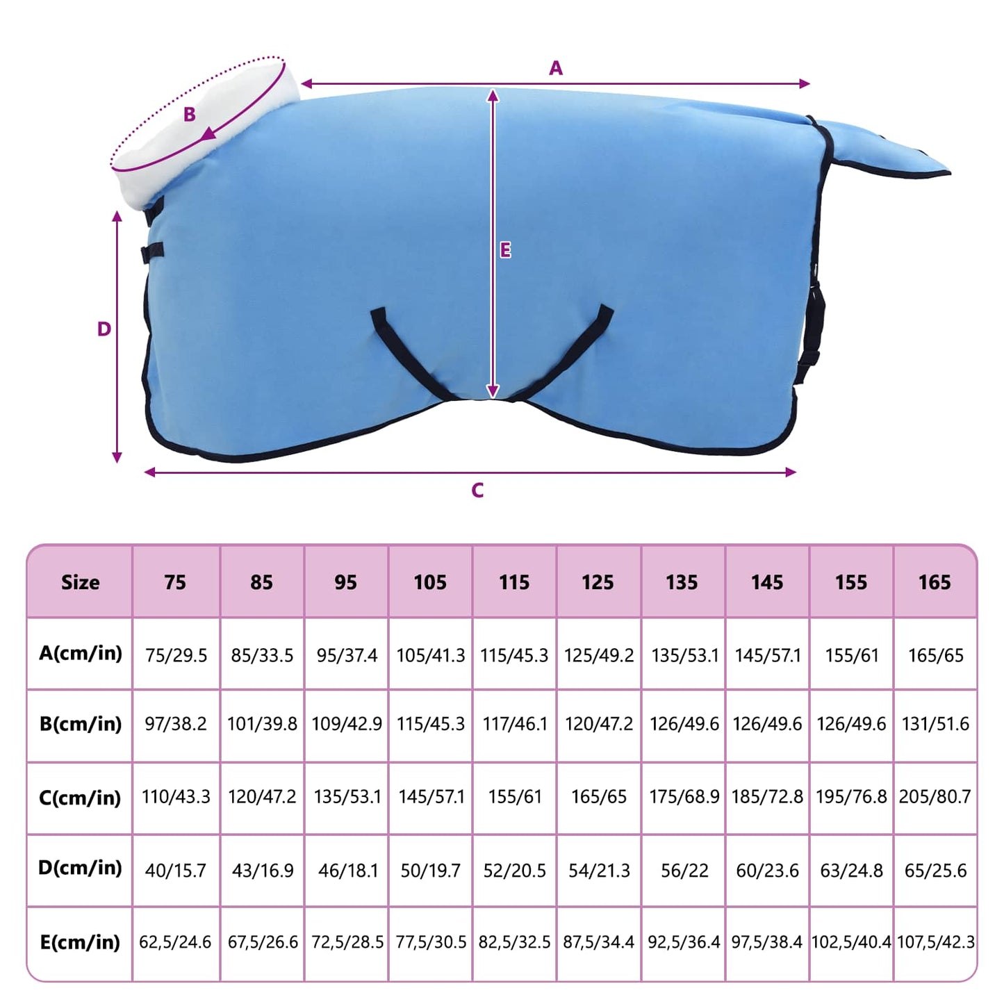 Coperta per Cavalli Aqua Completo 95 cm Felpa in pile | homemem39