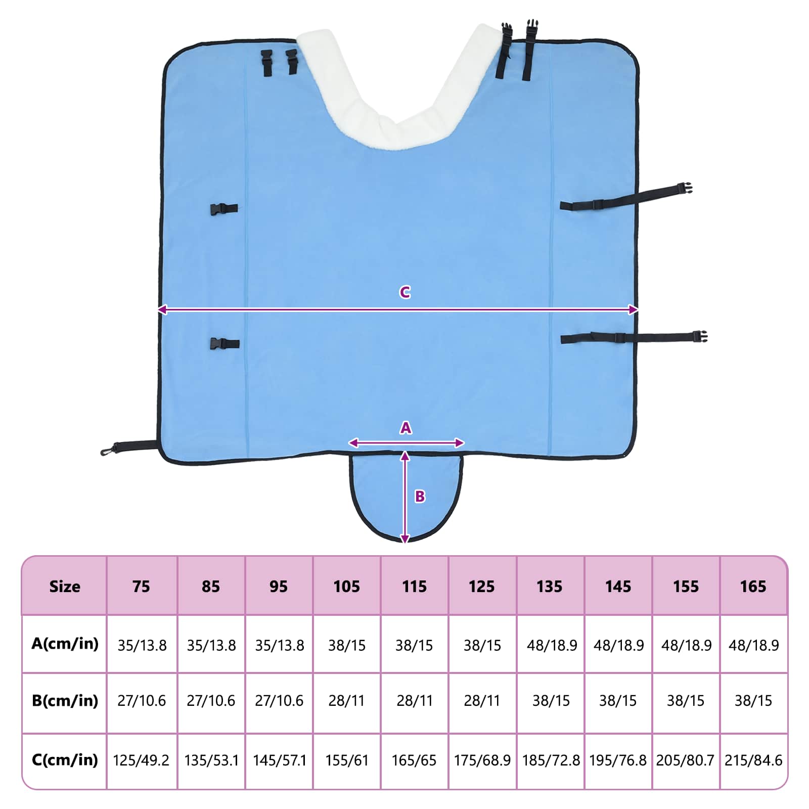 Coperta per Cavalli Aqua Completo 165 cm Felpa in pile | homemem39