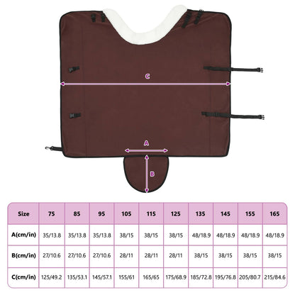 Coperta per Cavalli Marrone Scuro Completo 145 cm Felpa in pile