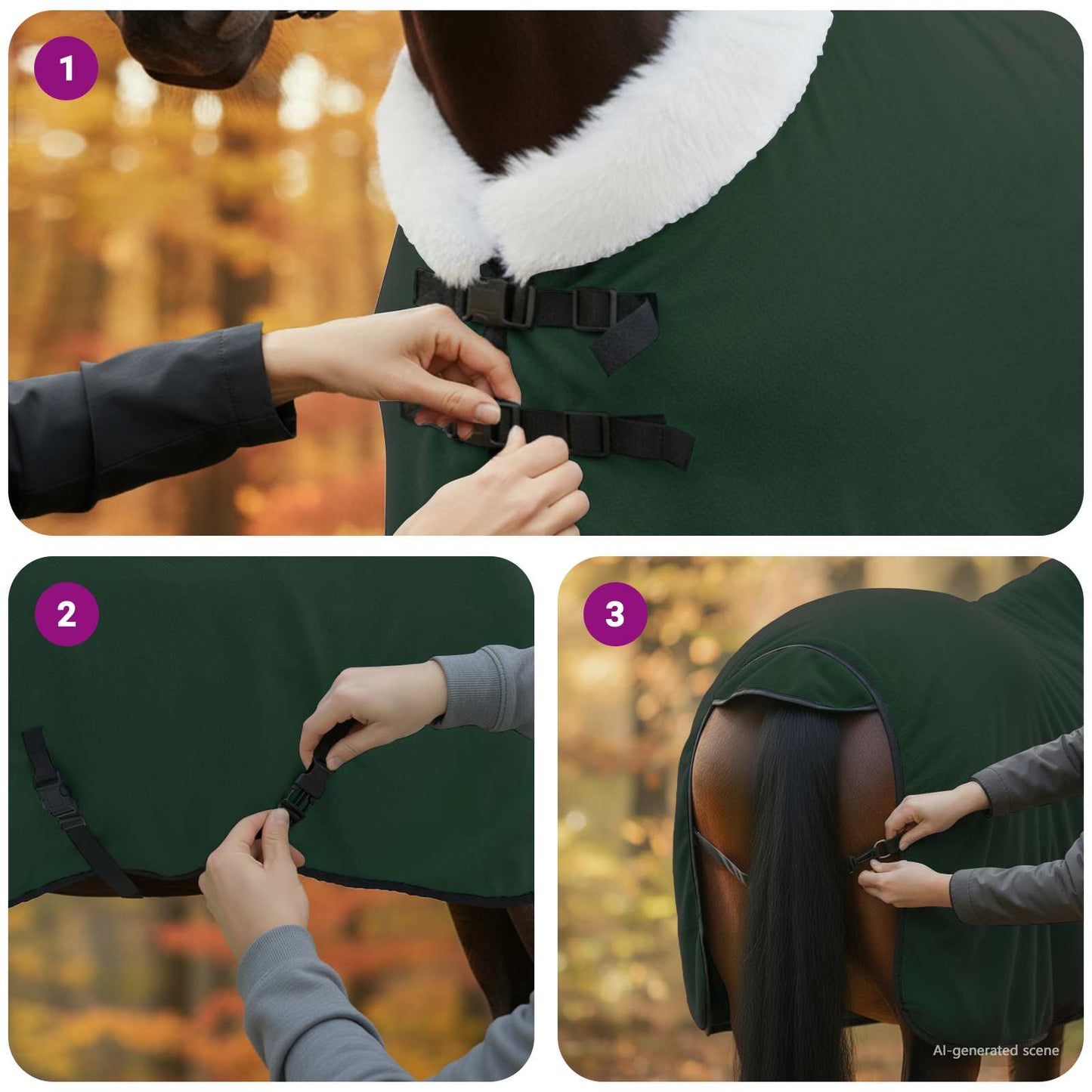 Coperta per Cavalli Verde scuro completo 105 cm Felpa in pile | homemem39