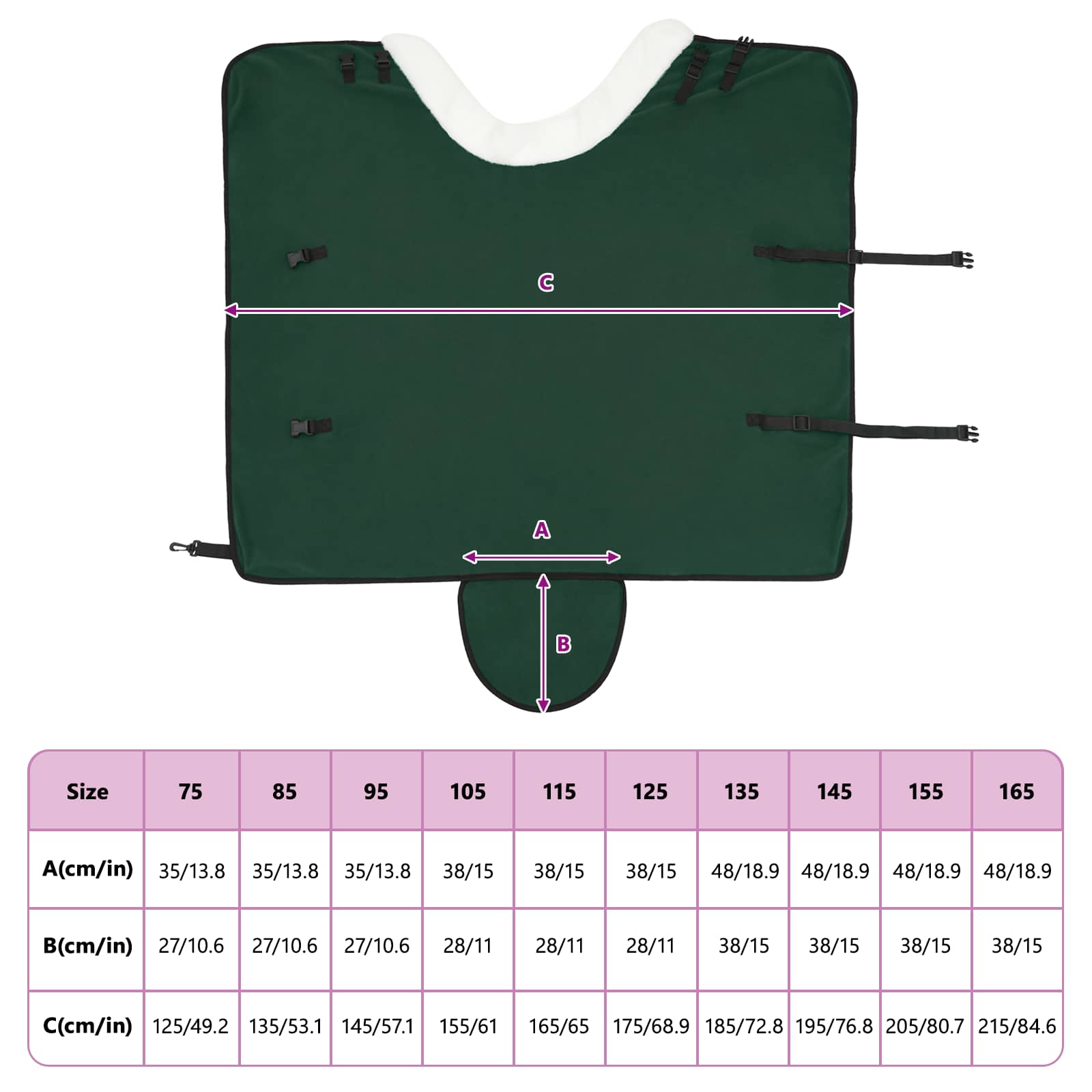 Coperta per Cavalli Verde scuro completo 105 cm Felpa in pile | homemem39