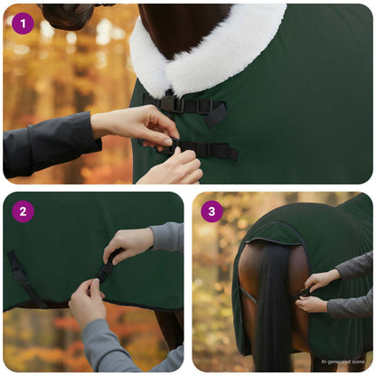 Coperta per Cavalli Verde scuro completo 115 cm Felpa in pile | homemem39