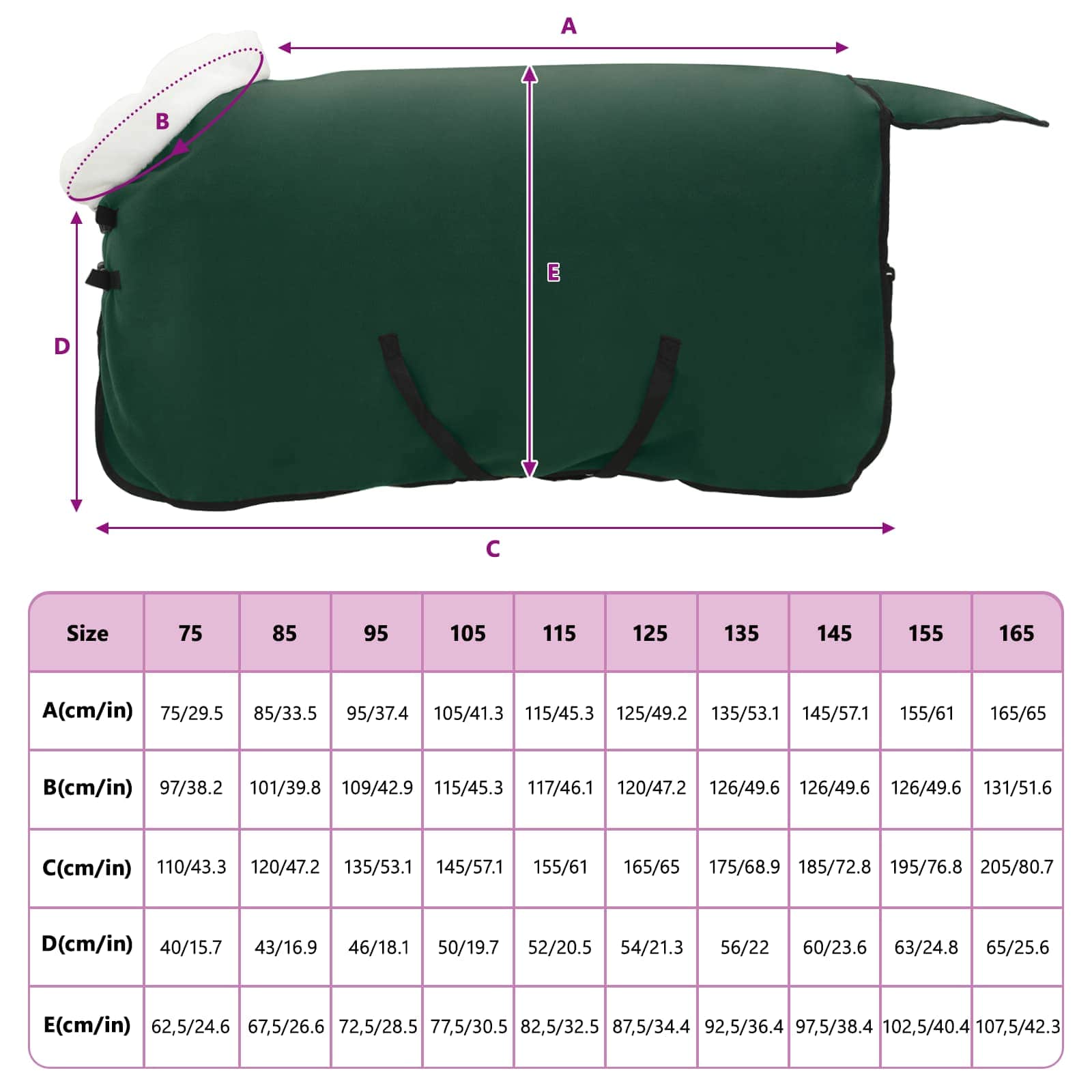 Coperta per Cavalli Verde scuro completo 115 cm Felpa in pile | homemem39