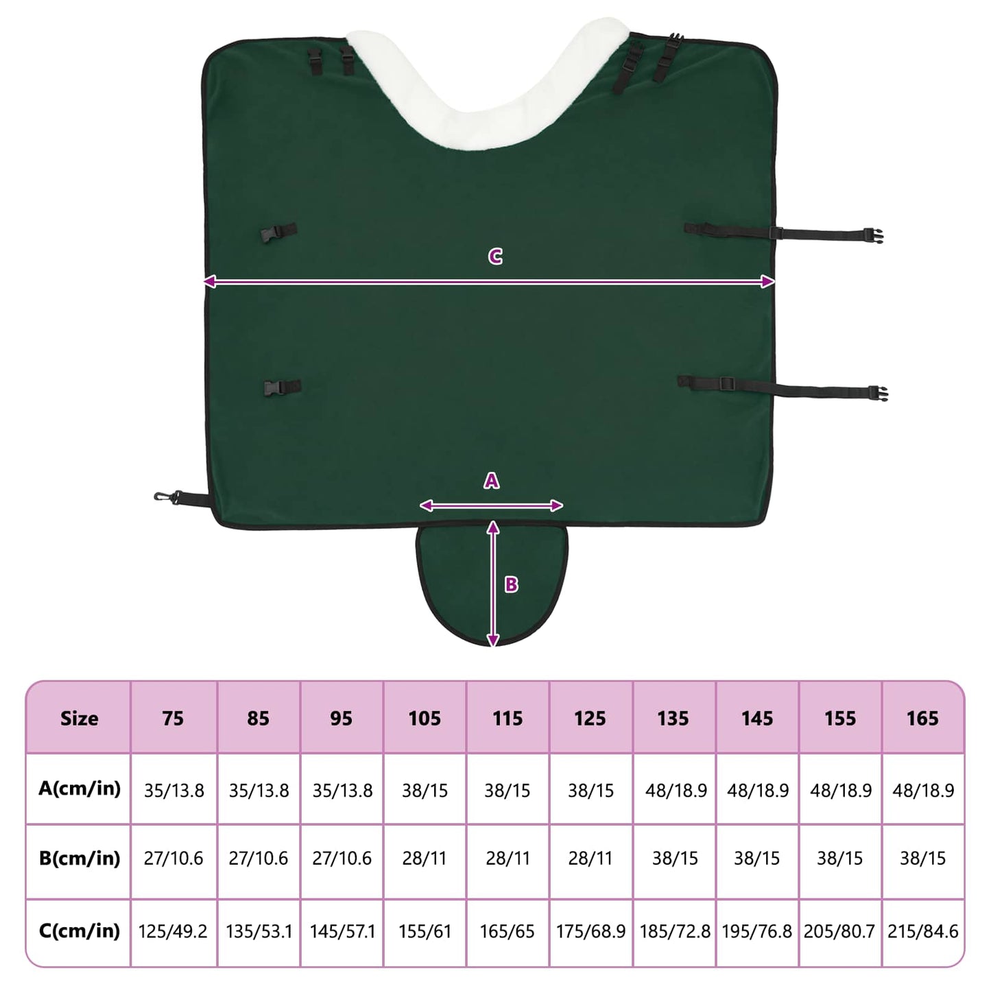 Coperta per Cavalli Verde scuro completo 115 cm Felpa in pile | homemem39