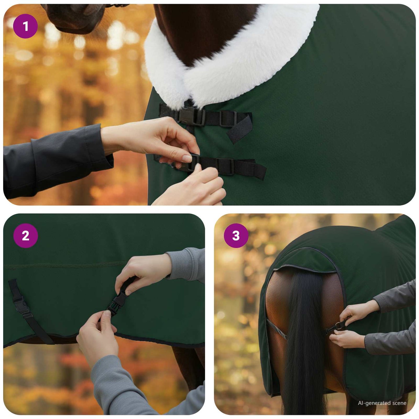 Coperta per Cavalli Verde scuro completo 125 cm Felpa in pile | homemem39