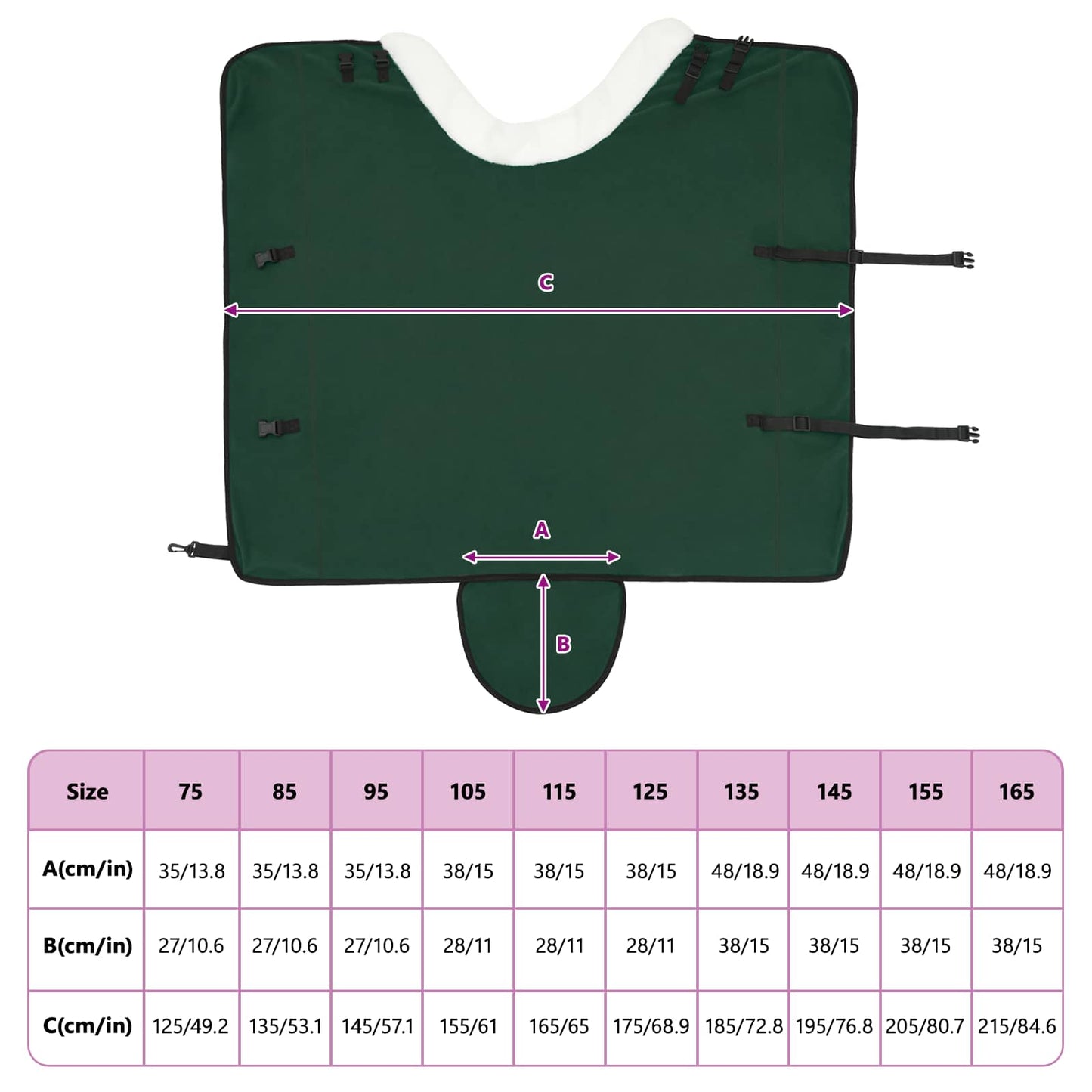 Coperta per Cavalli Verde scuro completo 125 cm Felpa in pile | homemem39