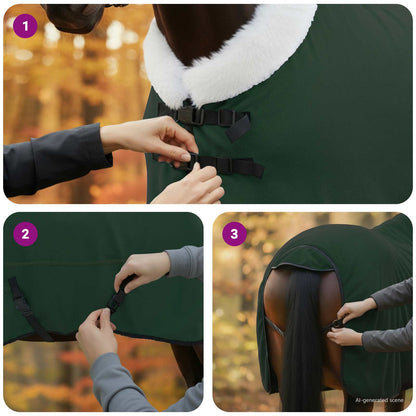 Coperta per Cavalli Verde scuro completo 135 cm Felpa in pile | homemem39