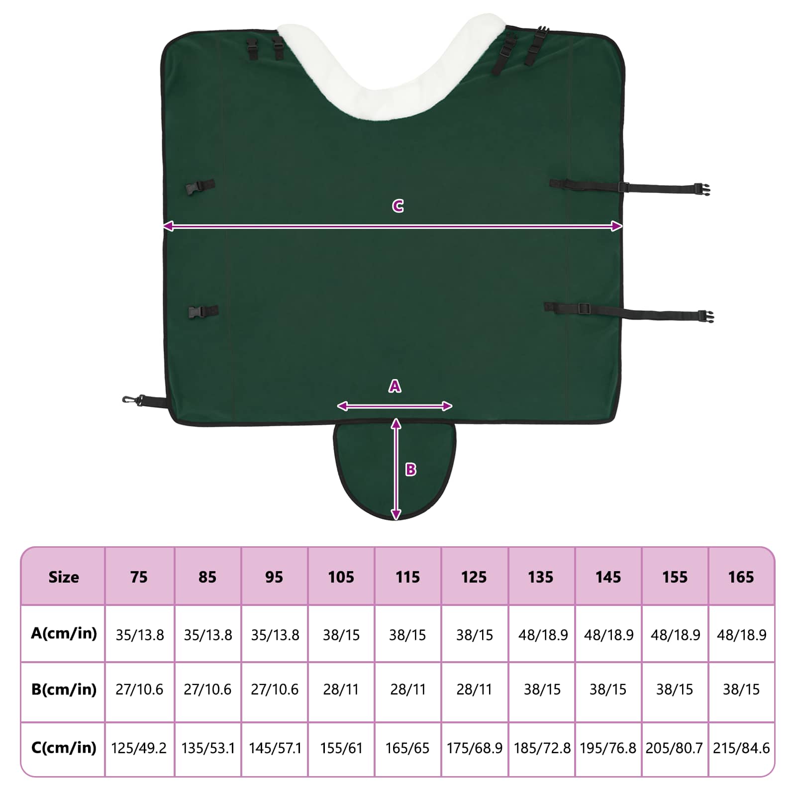 Coperta per Cavalli Verde scuro completo 145 cm Felpa in pile | homemem39