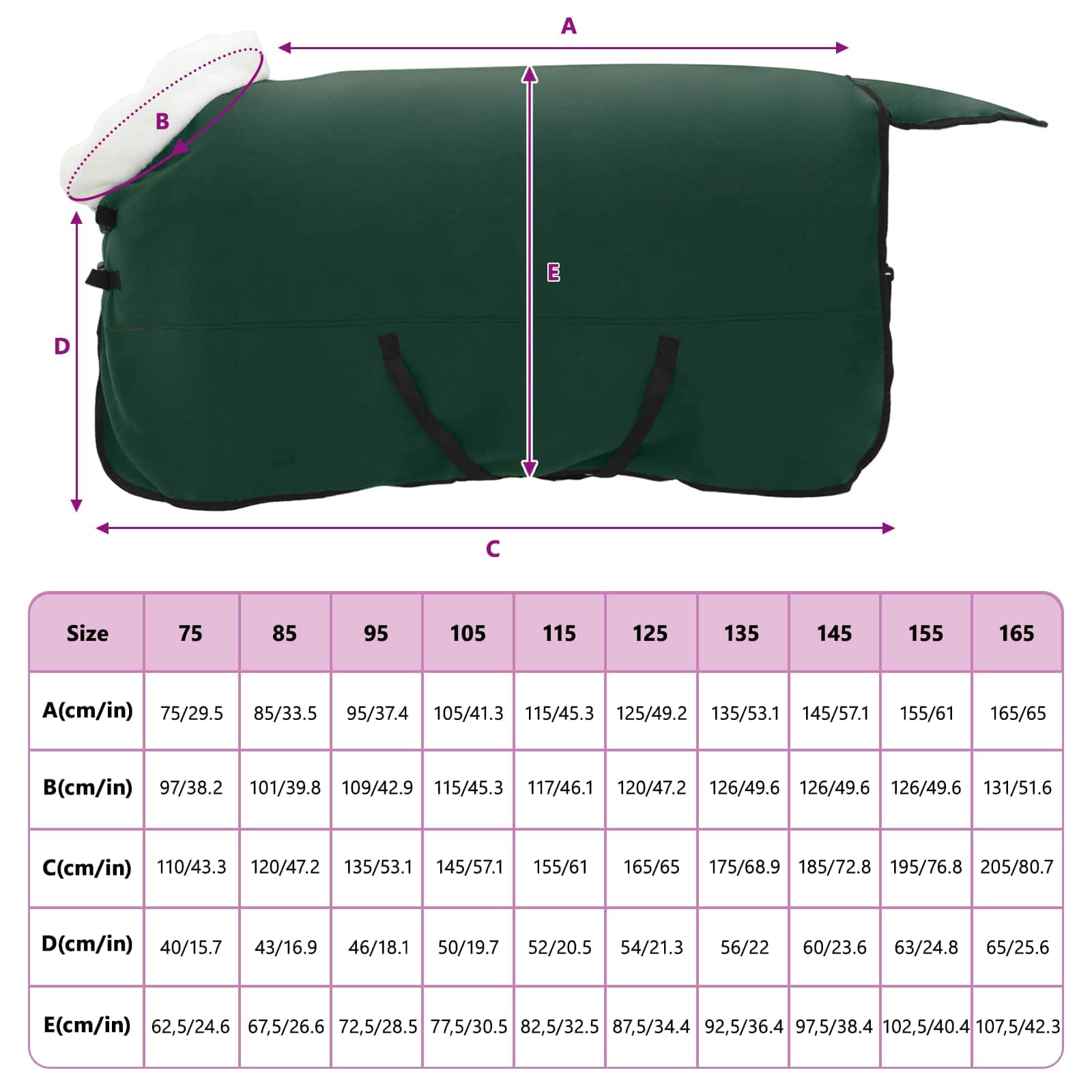 Coperta per Cavalli Verde scuro completo 165 cm Felpa in pile | homemem39