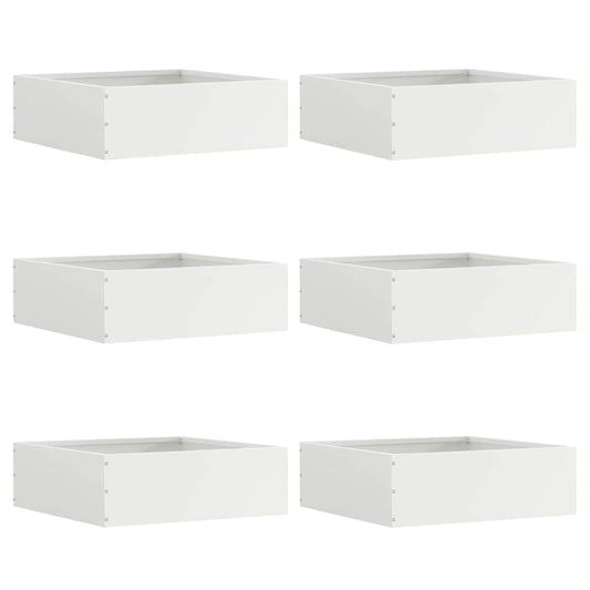 Bordura per Prato 6 pcs Bianco 40 x 40 x 13 cm Acciaio