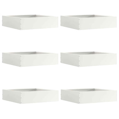 Bordura per Prato 6 pcs Bianco 50 x 50 x 13 cm Acciaio