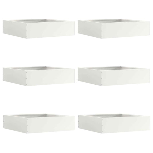 Bordura per Prato 6 pcs Bianco 50 x 50 x 13 cm Acciaio