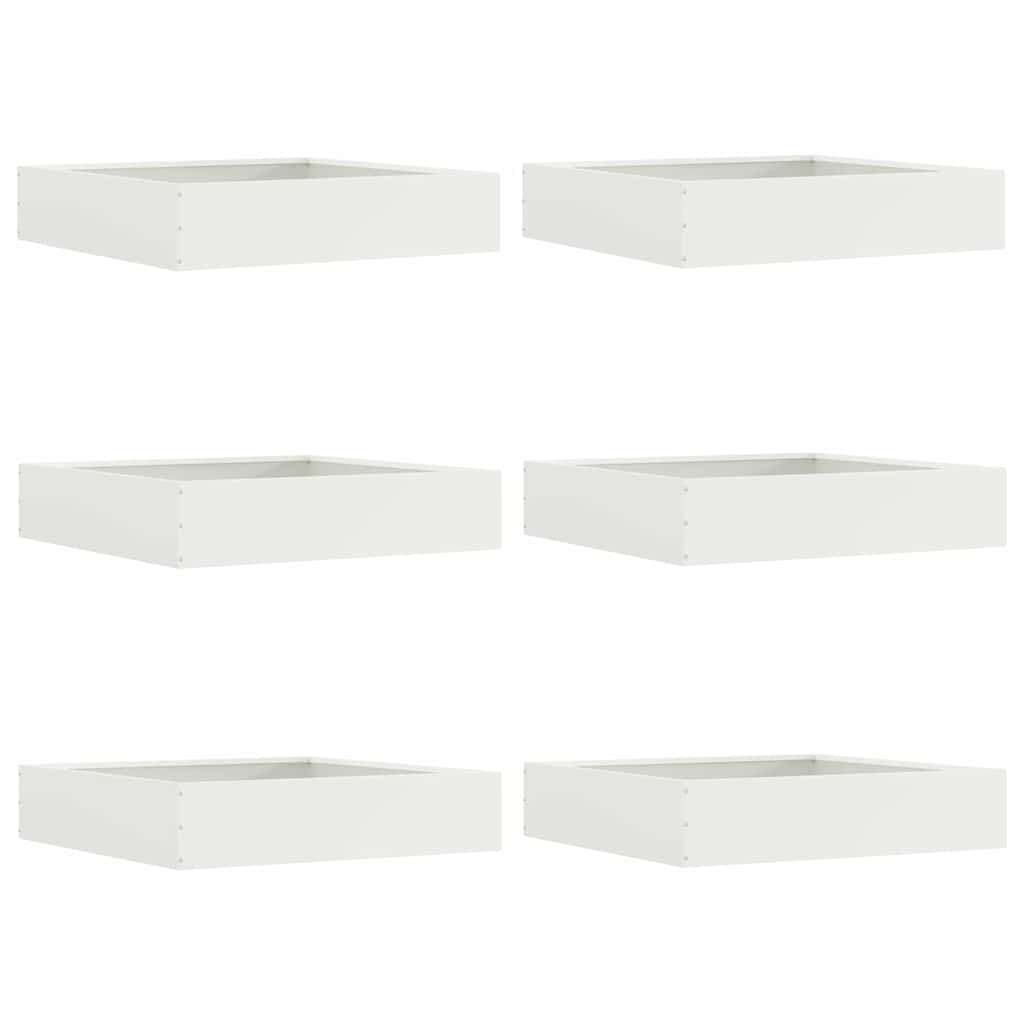 Bordura per Prato 6 pcs Bianco 60 x 60 x 13 cm Acciaio