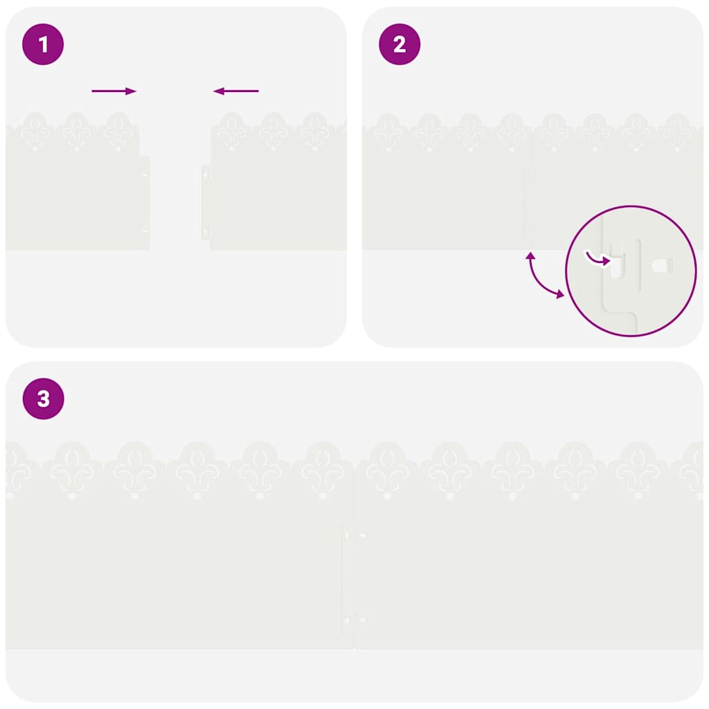 Bordure per prato 10 pcs Bianco 103 x 0,05 x 22 cm Acciaio