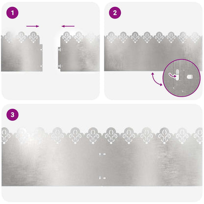 Bordure per prato 20 pcs Argento 103 x 0,05 x 22 cm