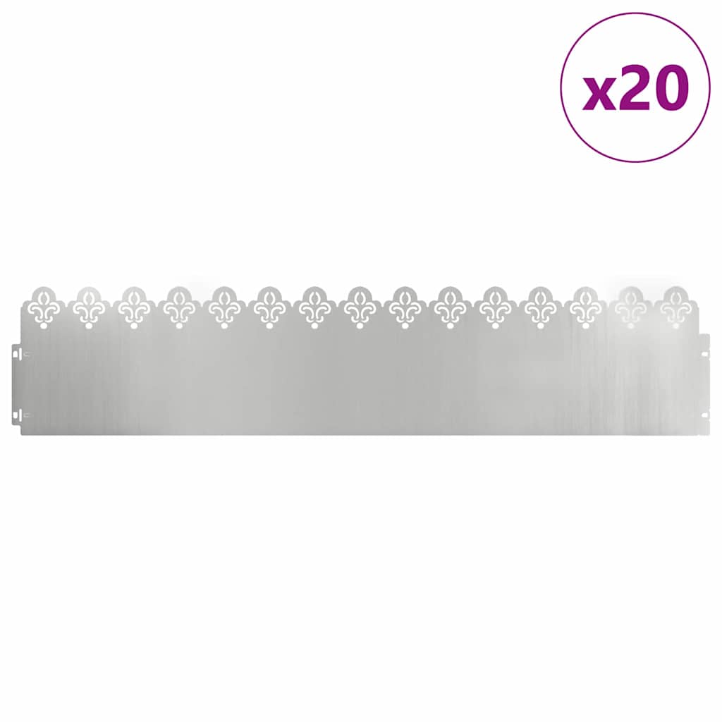 Bordure per prato 20 pcs Argento 103 x 0,05 x 22 cm