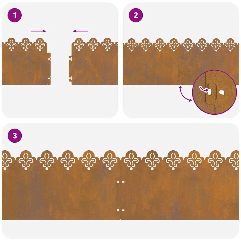 Bordure per prato 10 pcs Ruggine 103 x 0,05 x 22 cm