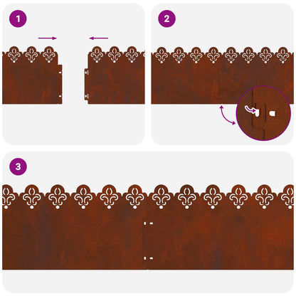 Bordure per prato 10 pcs Ruggine 103 x 0,05 x 22 cm | homemem39
