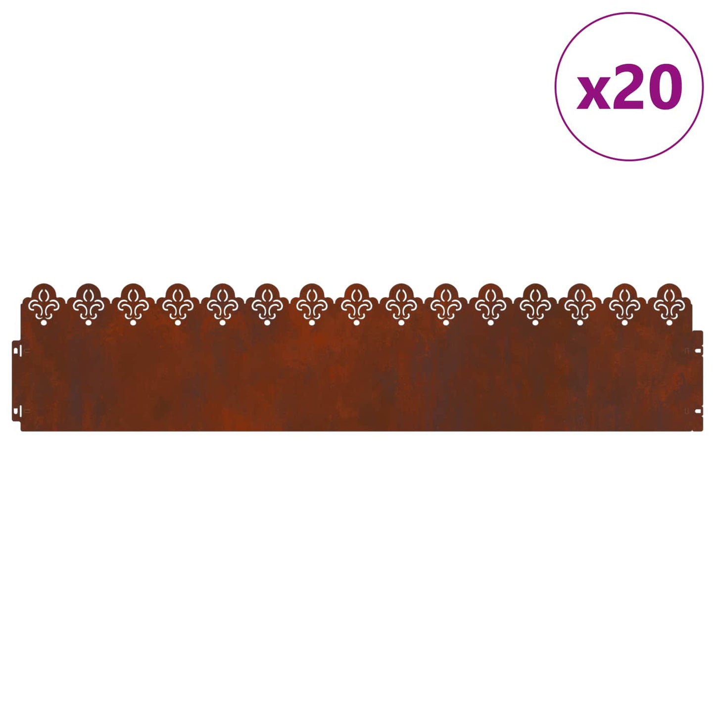 Bordure per prato 20 pcs Ruggine 103 x 0,05 x 22 cm | homemem39