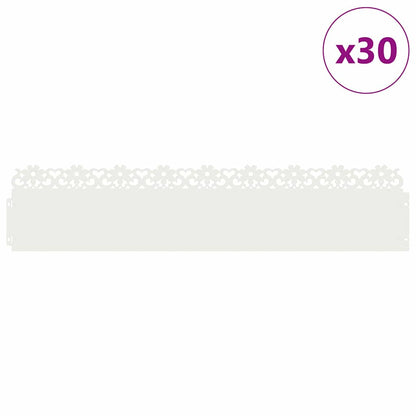 Bordure per prato 30 pcs Bianco 103 x 0,05 x 22 cm Acciaio