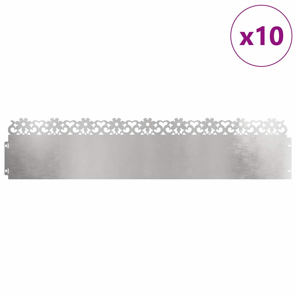 Bordure per prato 10 pcs Argento 103 x 0,05 x 22 cm