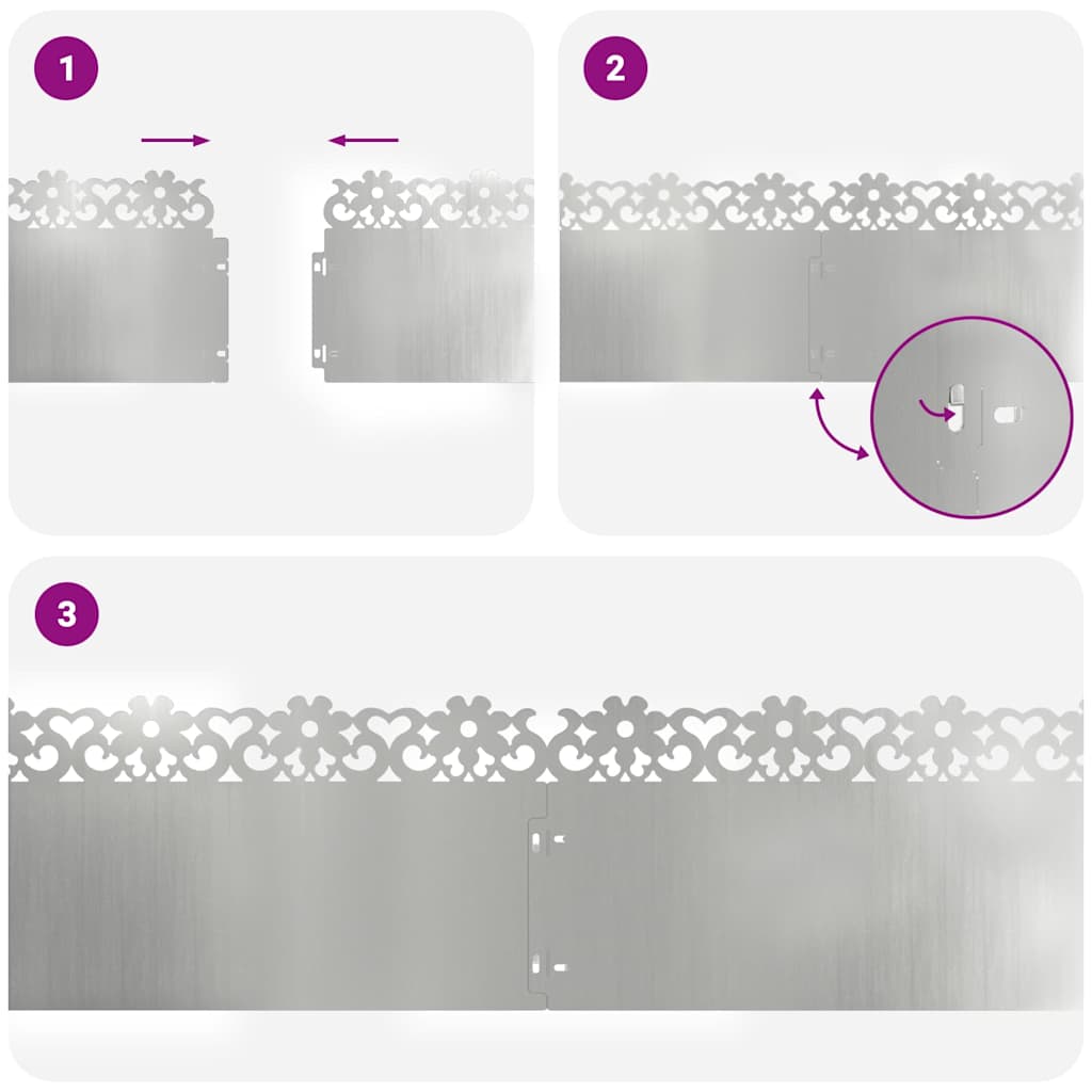 Bordure per prato 20 pcs Argento 103 x 0,05 x 22 cm | homemem39