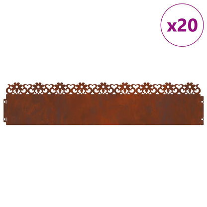 Bordure per prato 20 pcs Ruggine 103 x 0,05 x 22 cm | homemem39