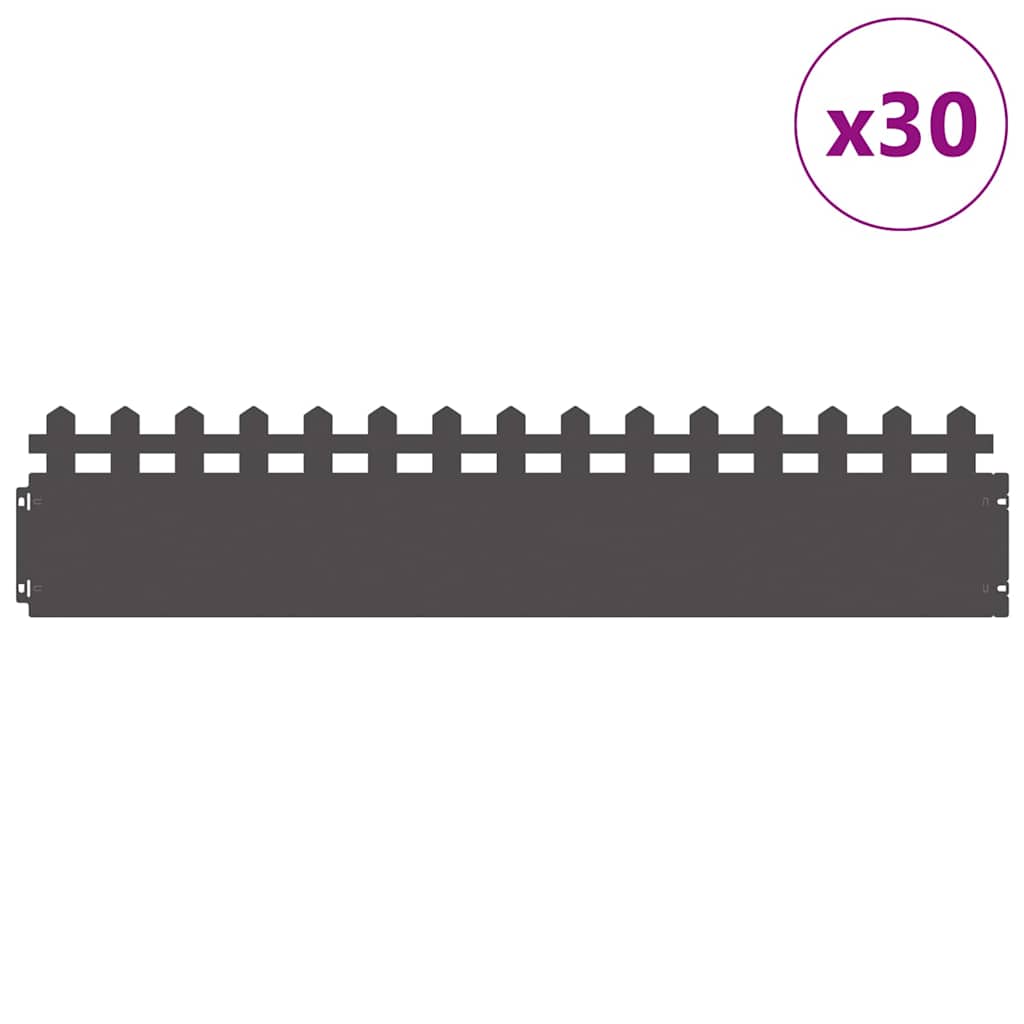 Bordure per prato 30 pcs Nero 103 x 0,05 x 22 cm Acciaio