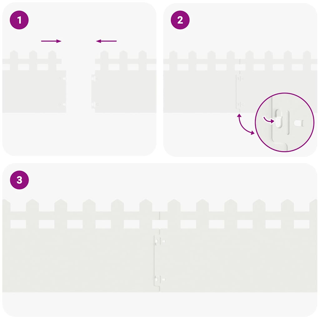 Bordure per prato 10 pcs Bianco 103 x 0,05 x 22 cm Acciaio