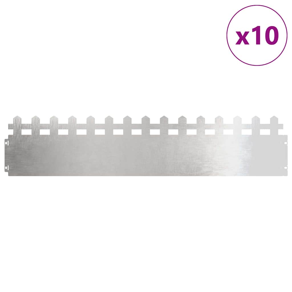 Bordure per prato 10 pcs Argento 103 x 0,05 x 22 cm