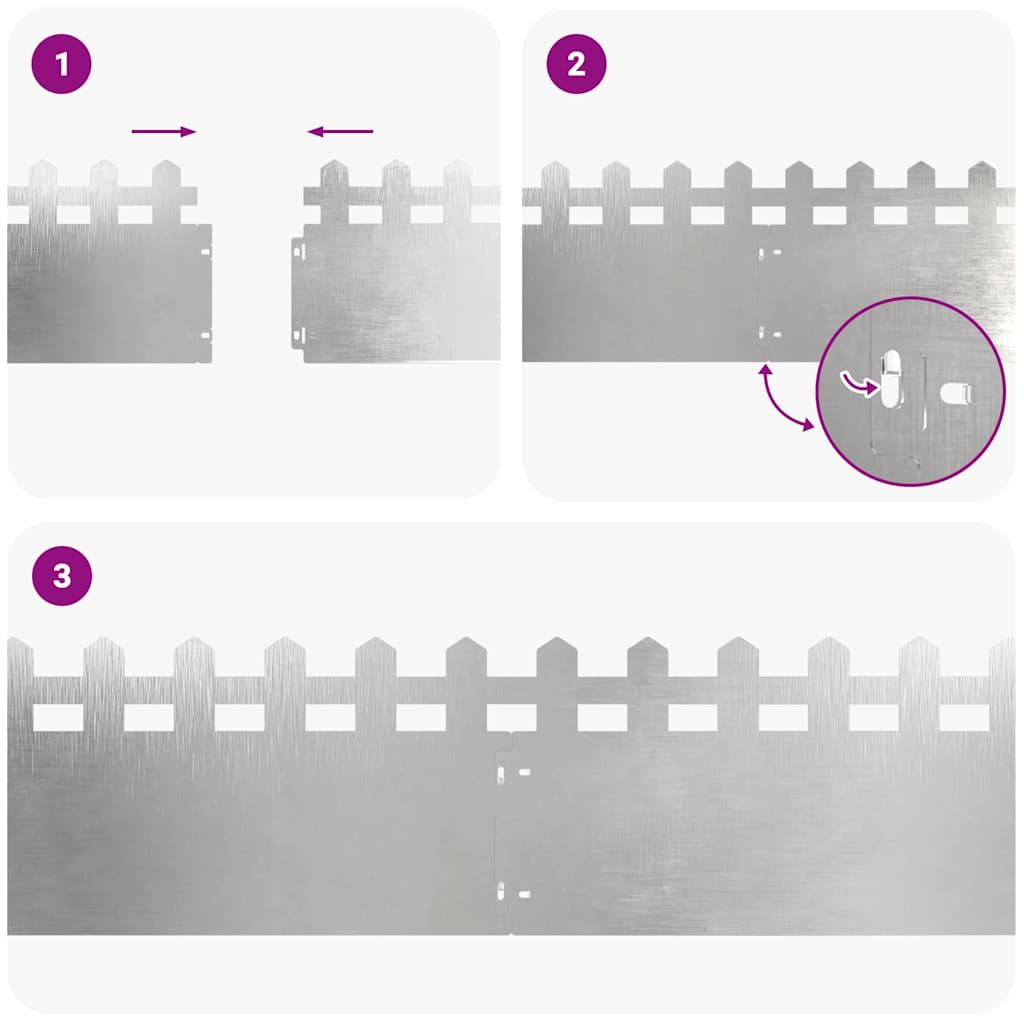 Bordure per prato 20 pcs Argento 103 x 0,05 x 22 cm