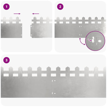 Bordure per prato 20 pcs Argento 103 x 0,05 x 22 cm