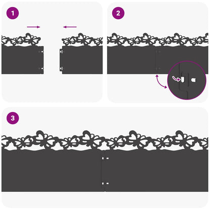 Bordure per prato 30 pcs Nero 103 x 0,05 x 22 cm Acciaio