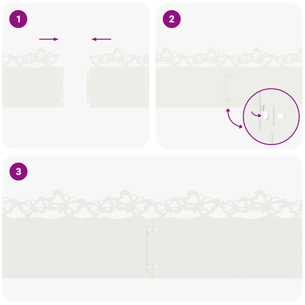 Bordure per prato 20 pcs Bianco 103 x 0,05 x 22 cm Acciaio