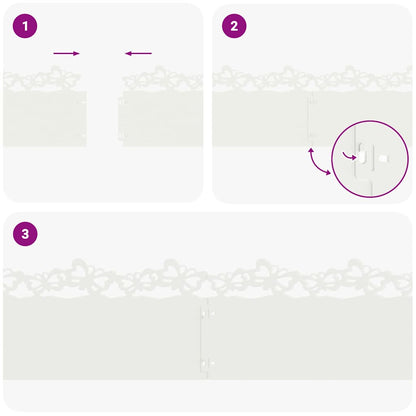 Bordure per prato 30 pcs Bianco 103 x 0,05 x 22 cm Acciaio