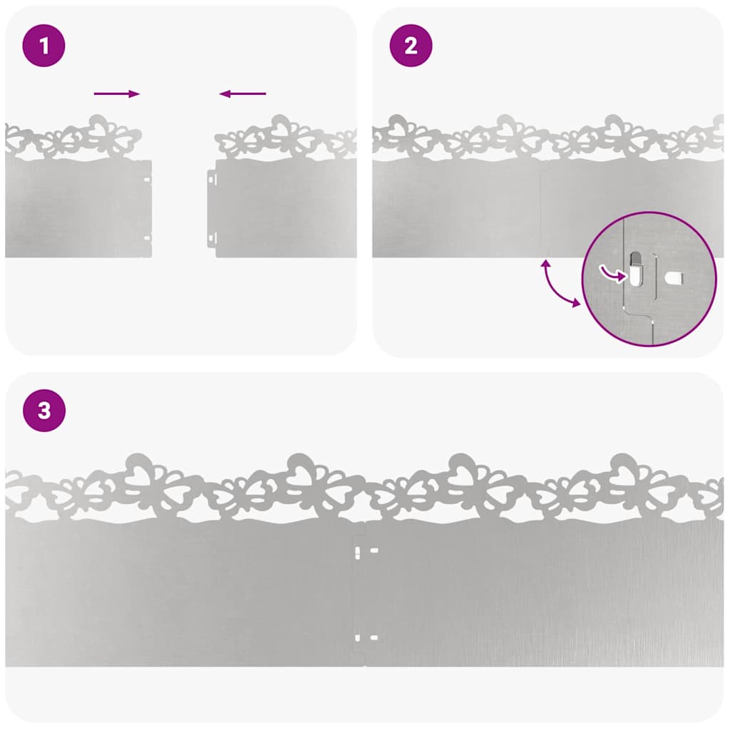 Bordure per prato 20 pcs Argento 103 x 0,05 x 22 cm