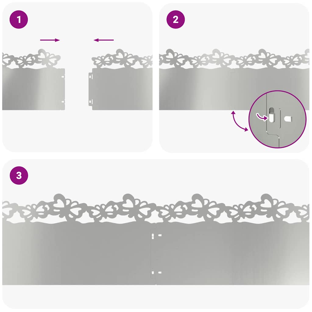 Bordure per prato 10 pcs Argento 103 x 0,05 x 22 cm | homemem39